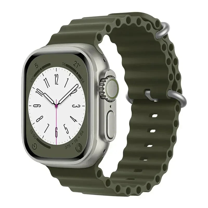 Silicone Ocean band for Apple Watch straps 45mm 46mm 40mm Ultra 2 49mm 44mm 41mm 38-42mm sport bracelet series 10 9 8 7 6 5 4 SE