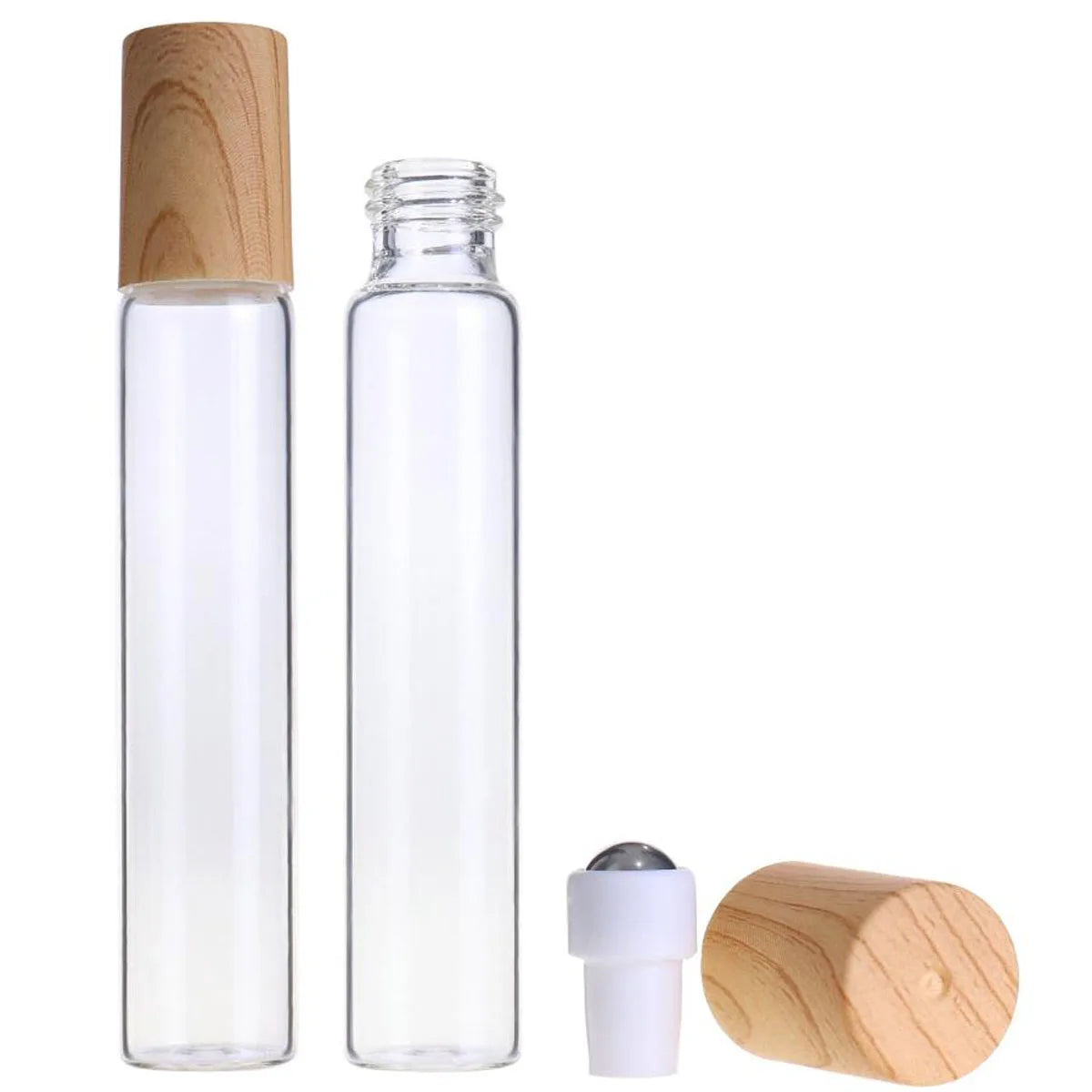 5PCS Glass Essential Oils Roller Bottles 1/2/3/5/10ml Amber / Clear Roll on Vials Plastic Caps Lids Perfume Refillable Portable
