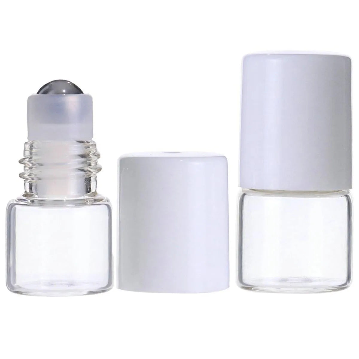 5PCS Glass Essential Oils Roller Bottles 1/2/3/5/10ml Amber / Clear Roll on Vials Plastic Caps Lids Perfume Refillable Portable