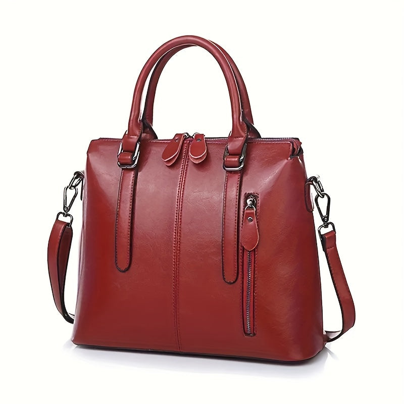 Genuine Leather Women's Bag, Fashionable Women's Hand-held Crossbody, One Shoulder Oil Wax Cowhide Bag, Office, Travel, Ladies' Gifts, Mother's Day Gifts, Christmas Gifts, Valentine's Day Gift, Best for Christmas
