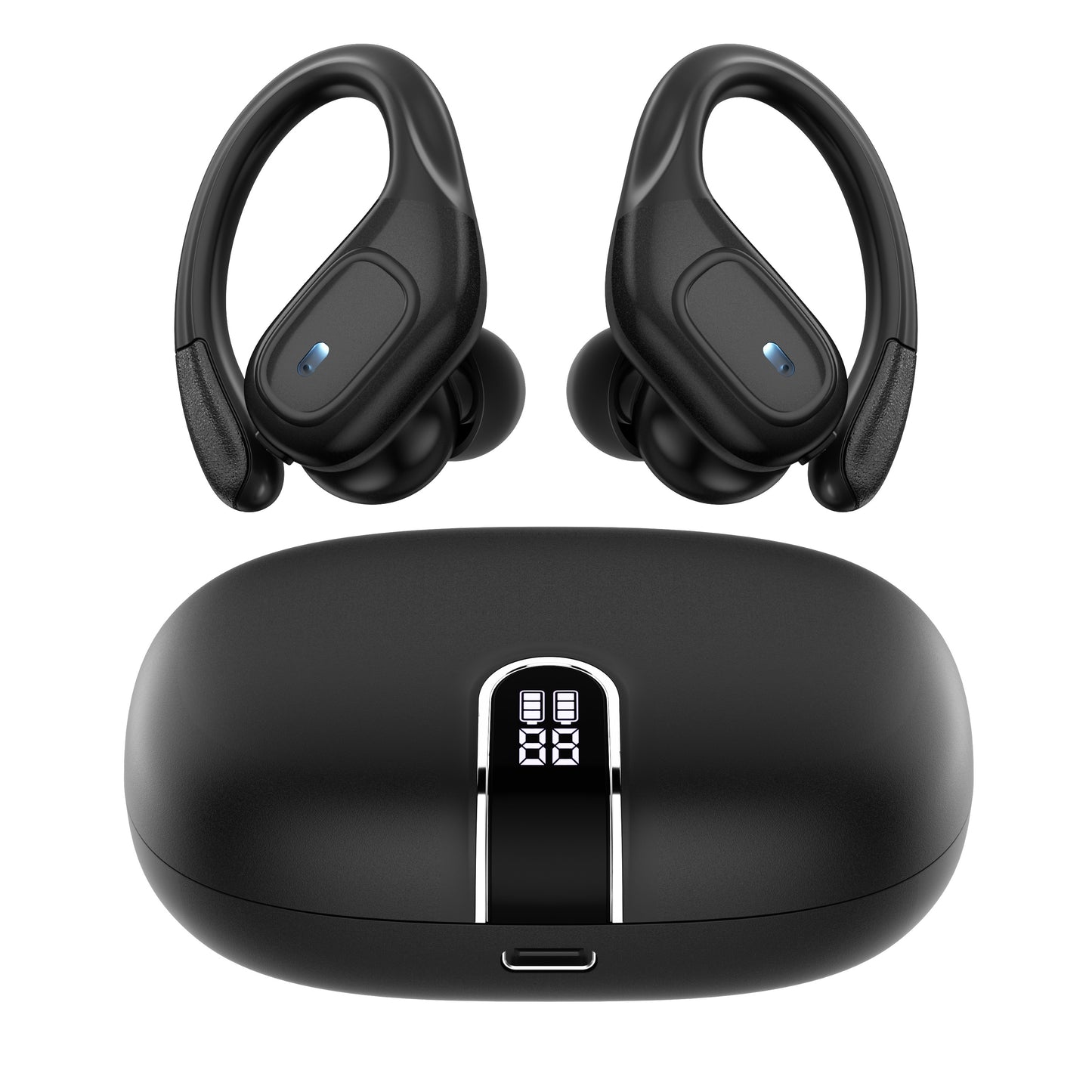 New Wireless Earphones, LIFEBEE Wireless Earbuds for Running Sports Stereo Audio LED Display, ENC Noise Cancelling Headset Built-in Mic Over-Ear Headphones Earphones with Earhooks, Sports Headphones, Workout Earbuds, Lightwei