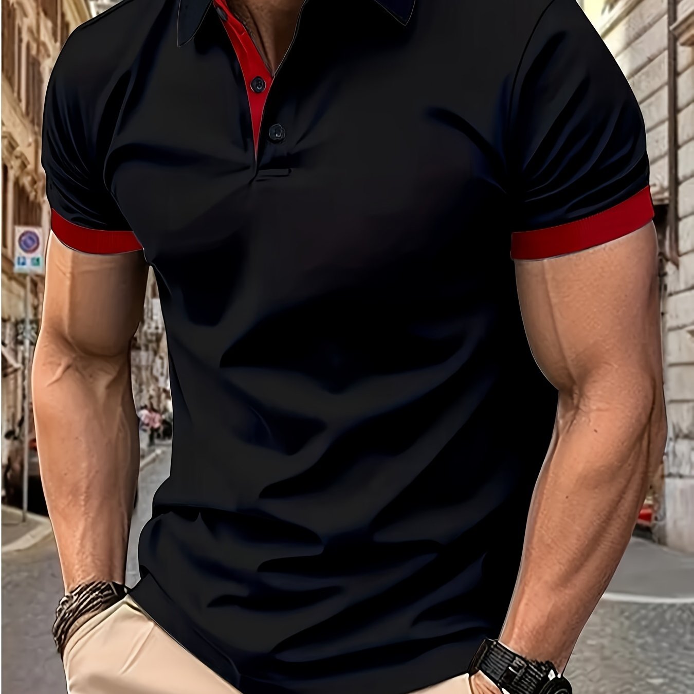 Breathable Regular Fit Golf Shirt, Men's Casual V-Neck T-Shirt Short Sleeve For Summer, Men's Clothing