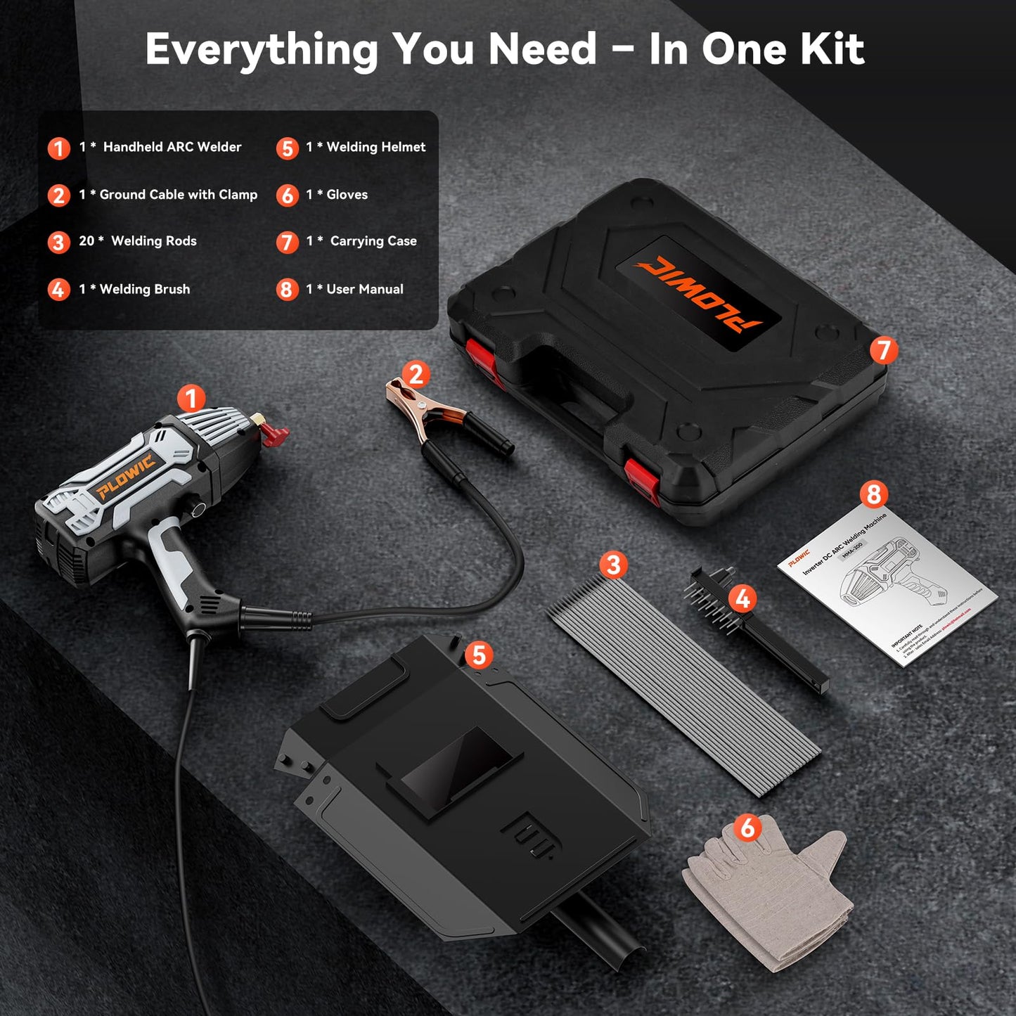 Portable Welding Machine 110V, Portable Handheld Welder with IGBT Inverter 5 Variable Current Adjustment, Electric ARC Stick Welder Gun for 1/16"-1/8" Rods, Carring Case &20 Rods Included