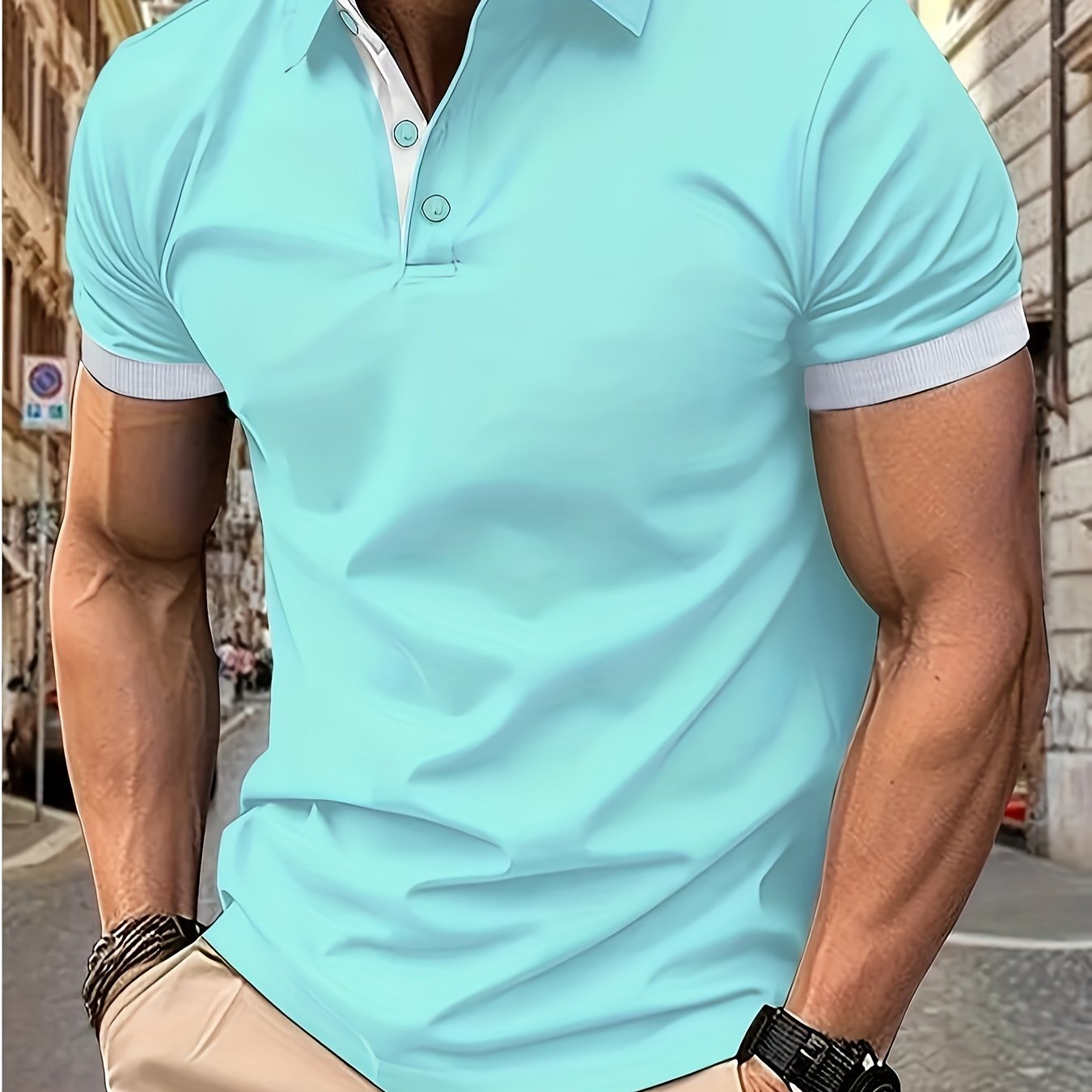Breathable Regular Fit Golf Shirt, Men's Casual V-Neck T-Shirt Short Sleeve For Summer, Men's Clothing