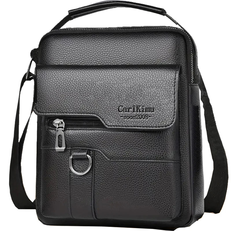 Multi-purpose men's shoulder bag for work, PU crossbody briefcase with handle, professional casual daypack
