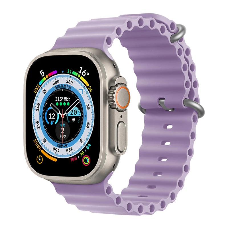 Silicone Ocean band for Apple Watch straps 45mm 46mm 40mm Ultra 2 49mm 44mm 41mm 38-42mm sport bracelet series 10 9 8 7 6 5 4 SE