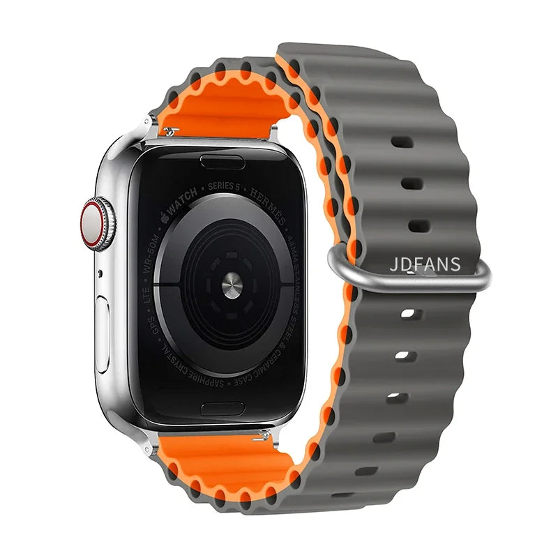Ocean strap For Apple Watch Ultra 2 Band 49mm 10 9 8 7 45mm 41mm Silicone Bracelet Wristband iWatch 6 5 4 3 SE 44mm 40 42mm band