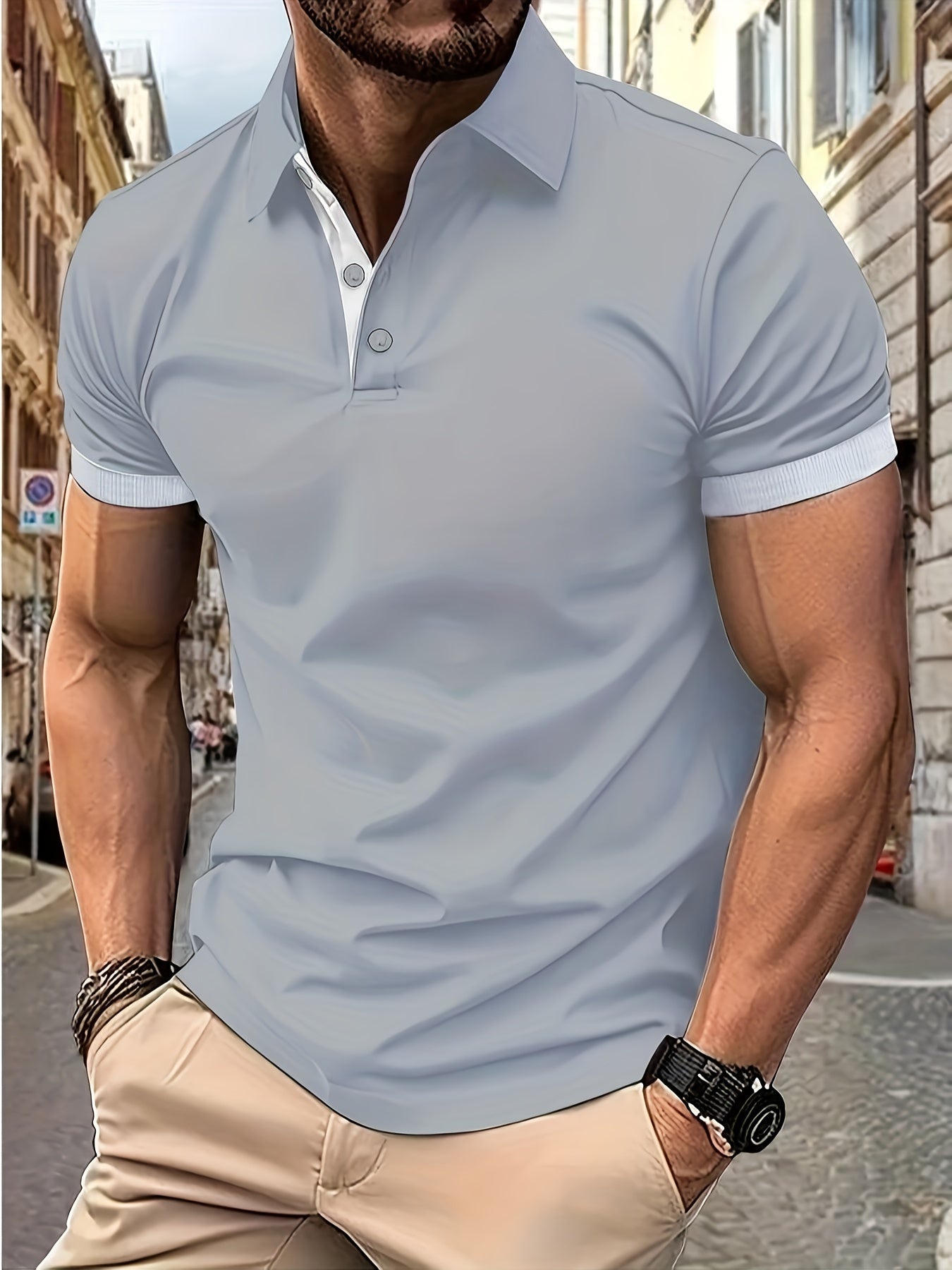 Breathable Regular Fit Golf Shirt, Men's Casual V-Neck T-Shirt Short Sleeve For Summer, Men's Clothing