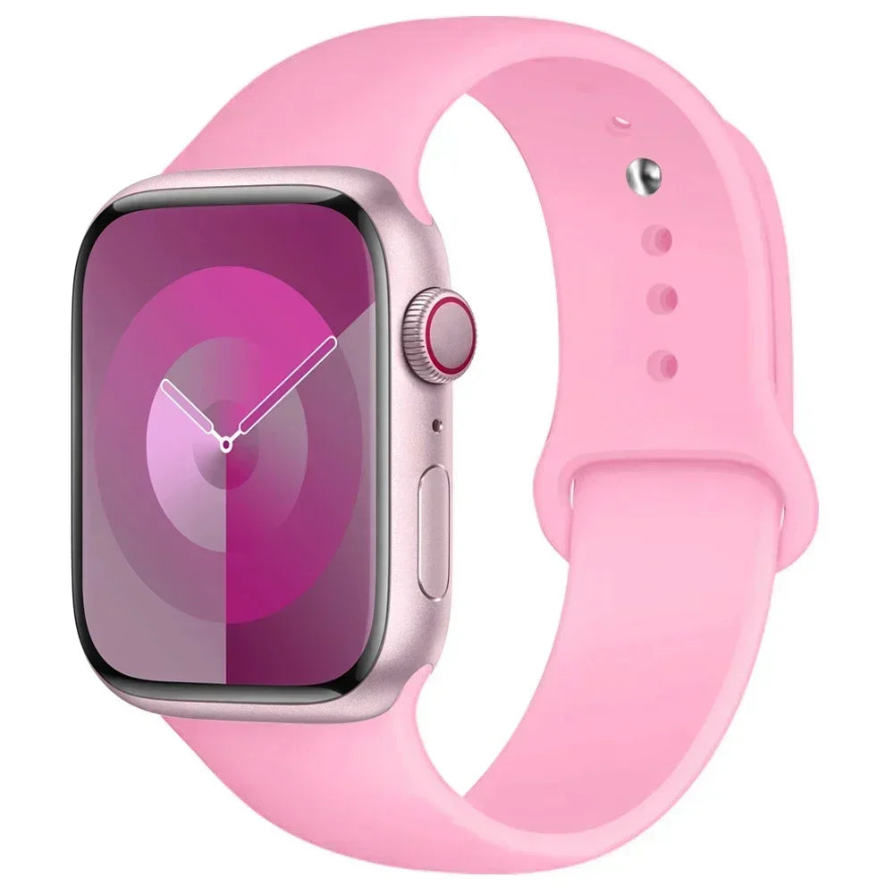 Silicone Band For Apple Watch strap 44mm 45mm 40mm 41mm 42-46mm sport bracelet iwatch series 8 7 6 5 4 9 10 11 SE-Ultra 2/3 49mm