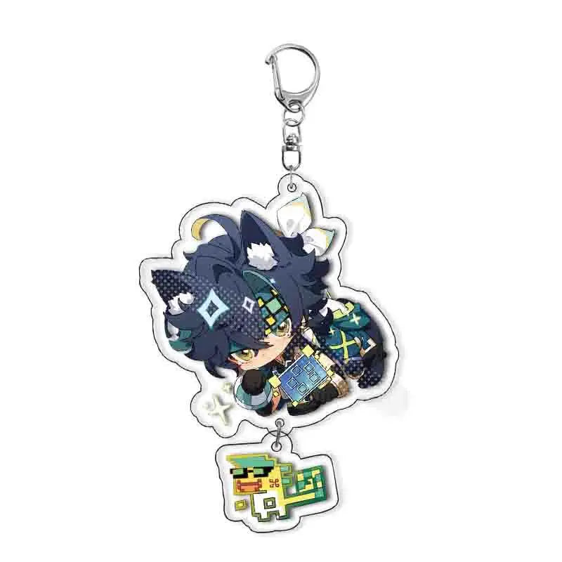 Game Genshin Impact Sethos Mualani Kachina Kinich Emilie Cosplay Keychain Bag Pendant Acrylic Key Chain Keyring Accessories Prop