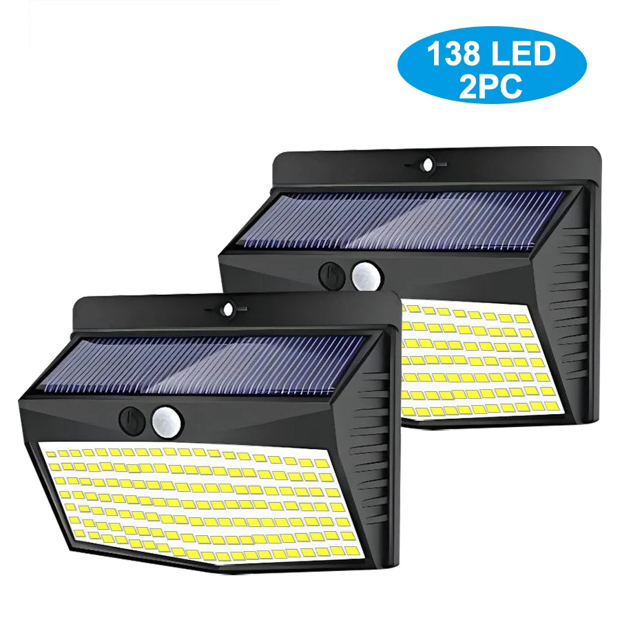 Outdoor Solar Motion Sensor Lights 468/528 LED Waterproof Solar Security Wall Lights for Garden Patio Pool Yard Fence Driveway