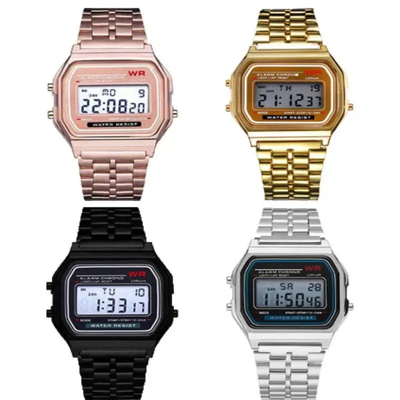 Multifunction LED Digital Sports Wrist Watch Steel Strap for Men And Women Business Electronic Clock