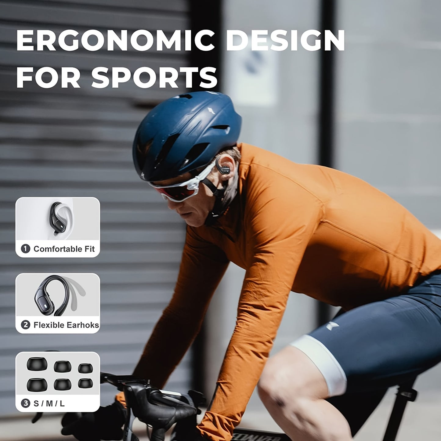 New Wireless Earphones, LIFEBEE Wireless Earbuds for Running Sports Stereo Audio LED Display, ENC Noise Cancelling Headset Built-in Mic Over-Ear Headphones Earphones with Earhooks, Sports Headphones, Workout Earbuds, Lightwei
