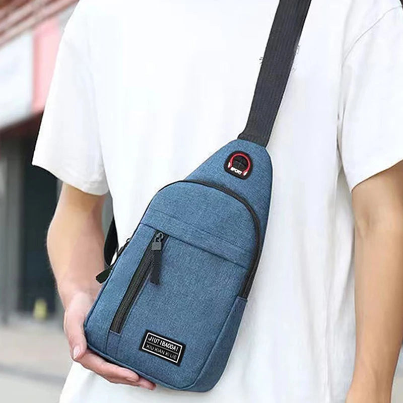 Men's New Nylon Canvas Chest Bag - Casual and Sports Style Single Shoulder Crossbody Bag with Chest Straps