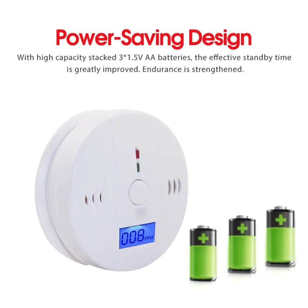 Digital CO Gas Monitor Alarm Detector Audible and Visual Alarm Battery Powered Portable CO Detector for Home Warehouse