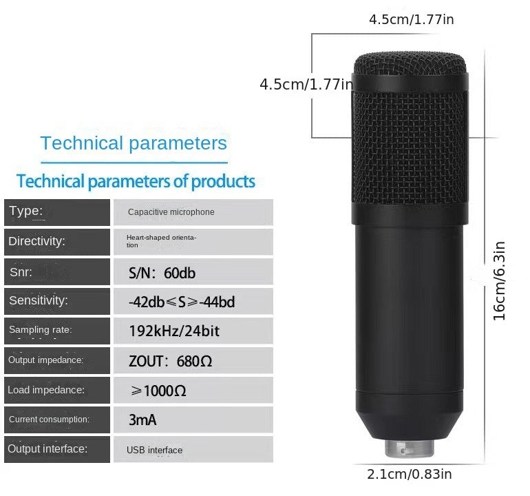 USB Microphone, Professional 192kHz/24Bit Plug & Play PC Computer Condenser Cardioid Mic Kit with Sound Advanced Chipset, for Streaming, Podcast, Studio Recording and Games