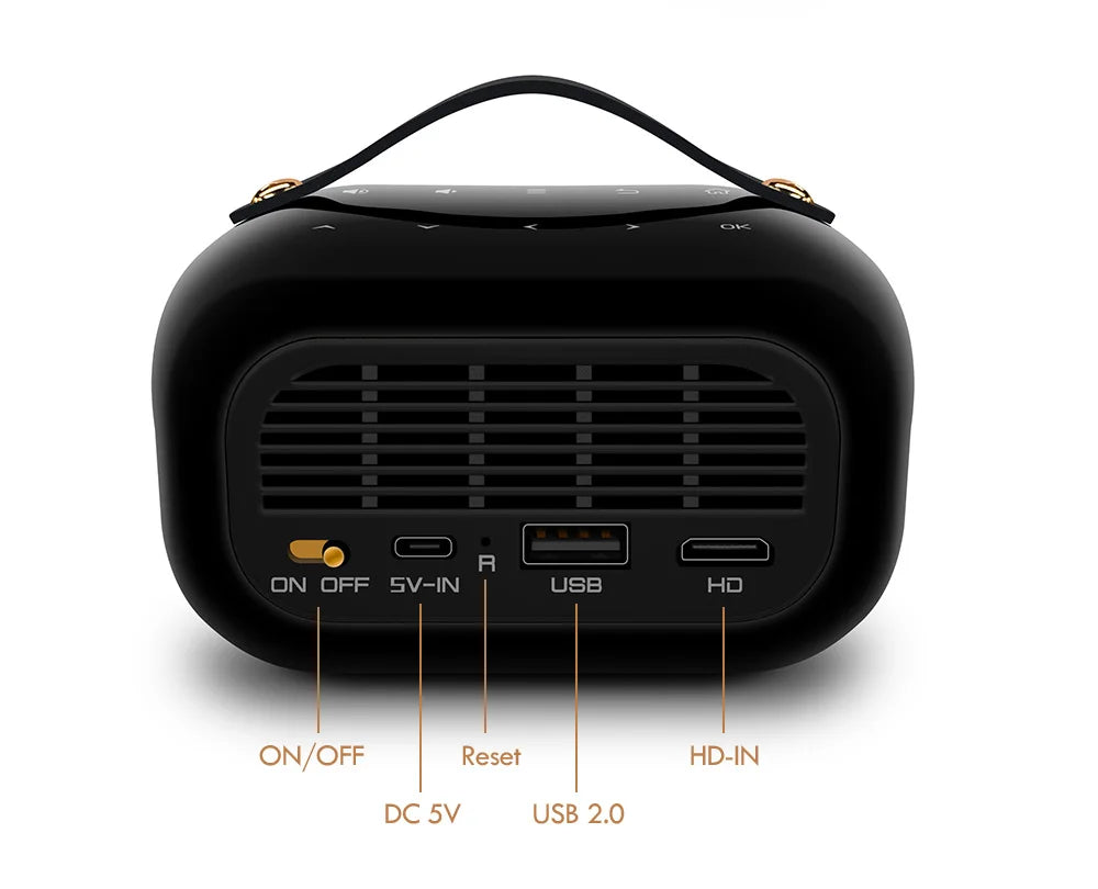 Mini Portable Projector Home Theater 4K 3D DLP Android Smart Ceiling Car Outdoor Wifi Bluetooth Mobile Battery Rechargeable LED