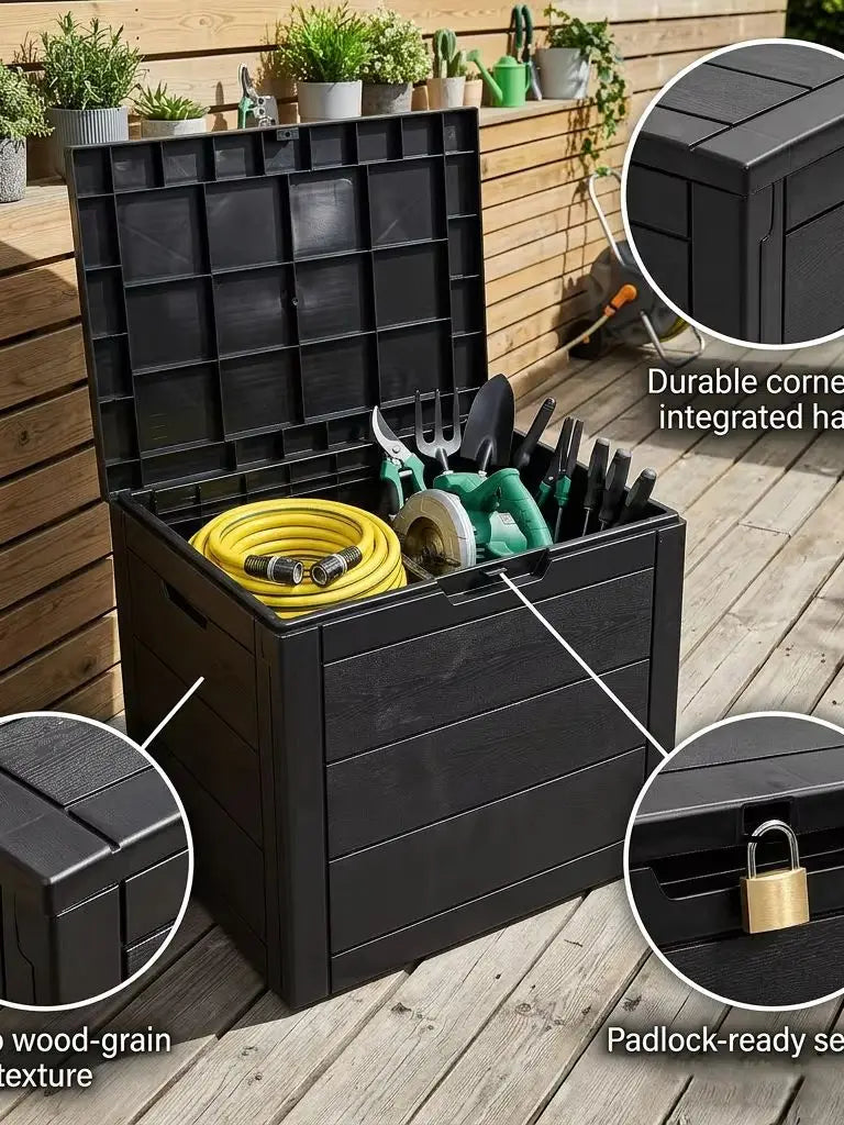 Storage Outdoor Storage Box with Padlock & Lid 110L | Garden Container Chest Huge Volume