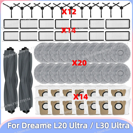 Fit For Dreame L20 Ultra / L20 Ultra Complete RLX41CE / L30 Ultra Parts Main Roller Side Brush Hepa Filter Mop Cloth Dust Bag