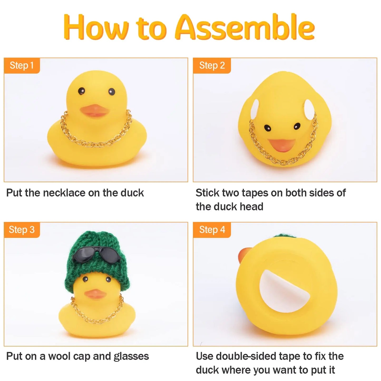 Rubber Duck Car Ornaments Yellow Duck Car Dashboard Decorations with Propeller Helmet for Christmas Decor and Home Decorations