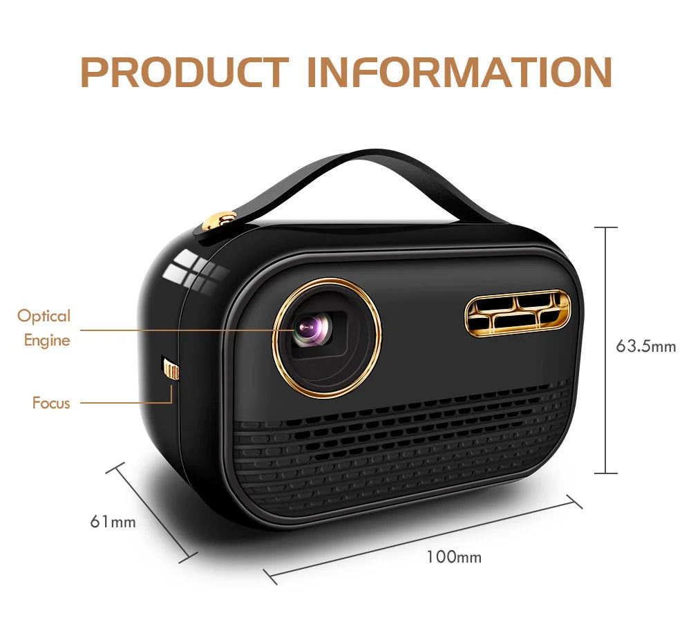 Mini Portable Projector Home Theater 4K 3D DLP Android Smart Ceiling Car Outdoor Wifi Bluetooth Mobile Battery Rechargeable LED
