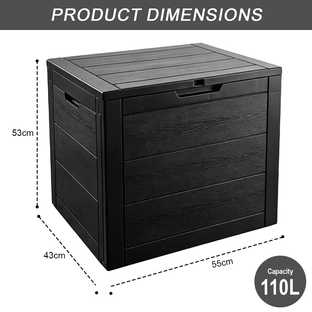 Storage Outdoor Storage Box with Padlock & Lid 110L | Garden Container Chest Huge Volume