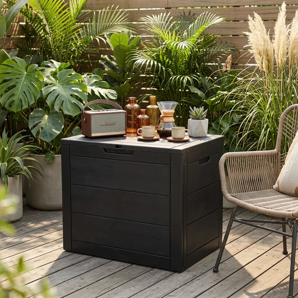 Storage Outdoor Storage Box with Padlock & Lid 110L | Garden Container Chest Huge Volume