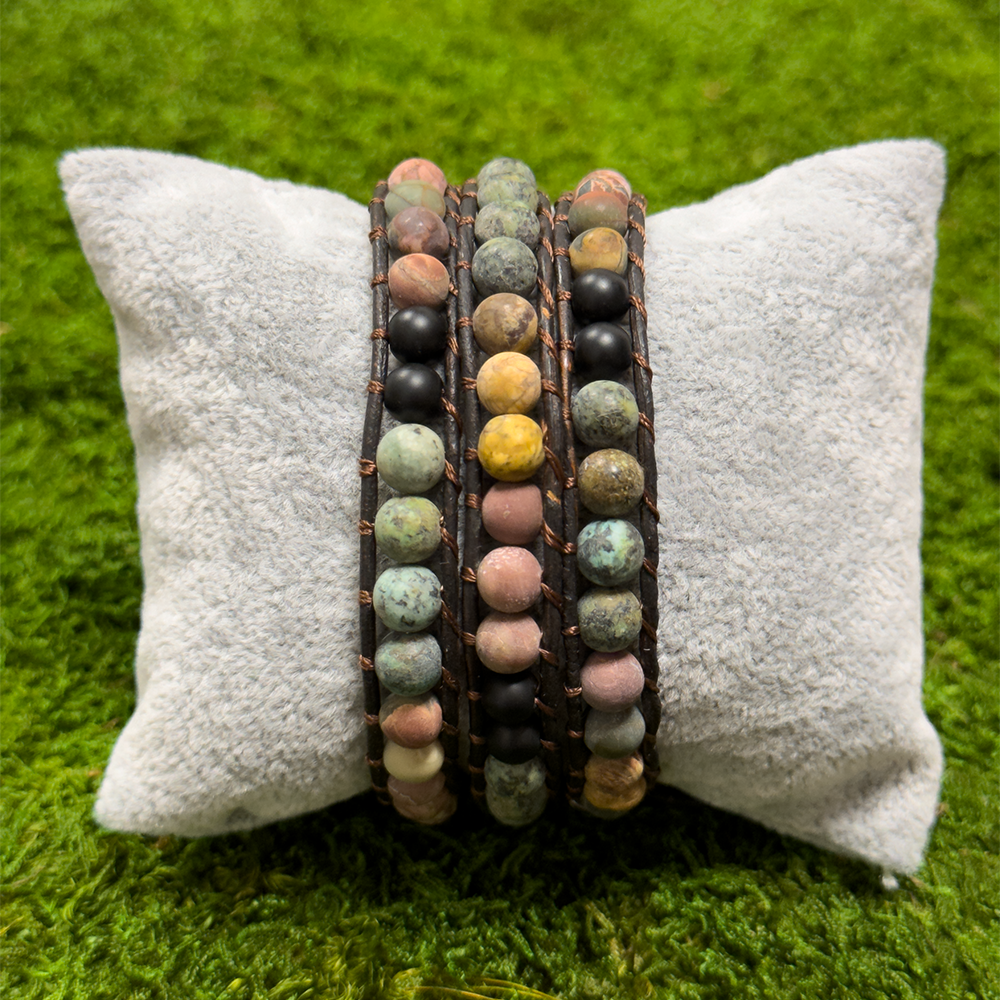 Matte African Turquoise + Picasso Jasper Bracelet