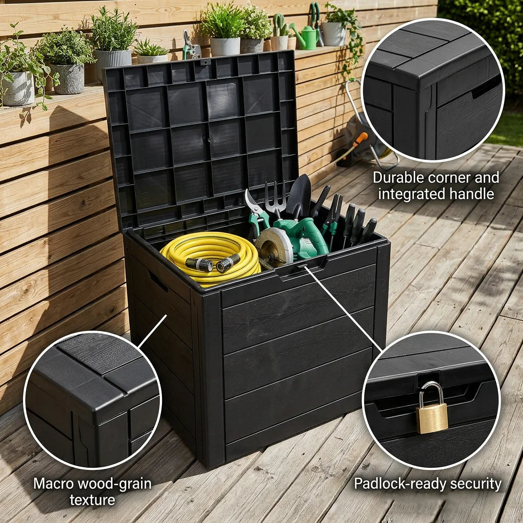 Storage Outdoor Storage Box with Padlock & Lid 110L | Garden Container Chest Huge Volume