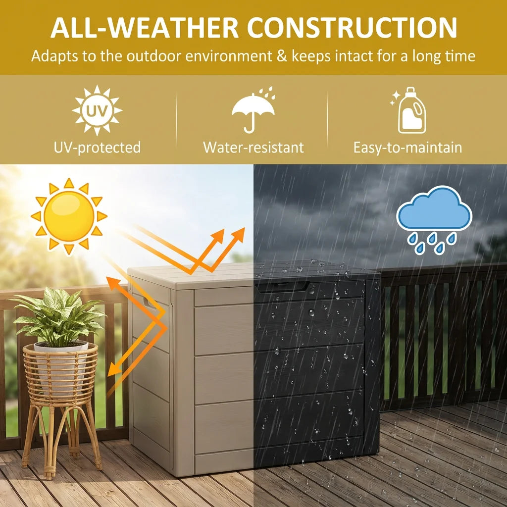 Storage Outdoor Storage Box with Padlock & Lid 110L | Garden Container Chest Huge Volume