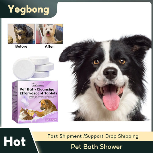 Pet Bath Shower Cleaning Cats Dogs Hair Smoothing Anti Flea Itching Odors Removal Moisturizing Effervescent Tablets Pet Shampoo