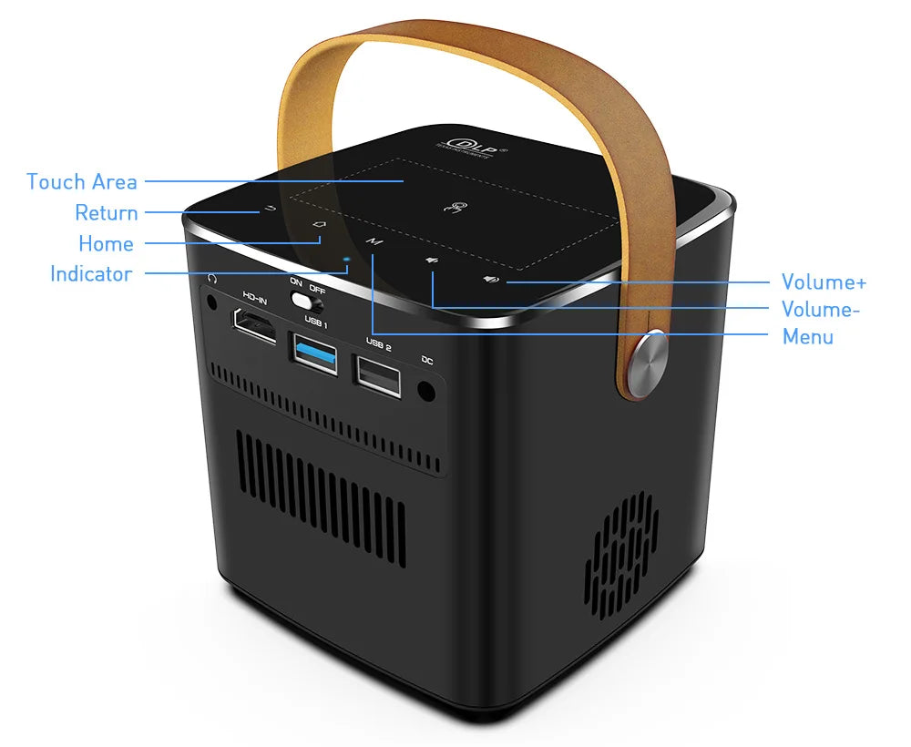 Mini Portable Projector Home Theater 4K 3D DLP Android Smart Ceiling Car Outdoor Wifi Bluetooth Mobile Battery Rechargeable LED