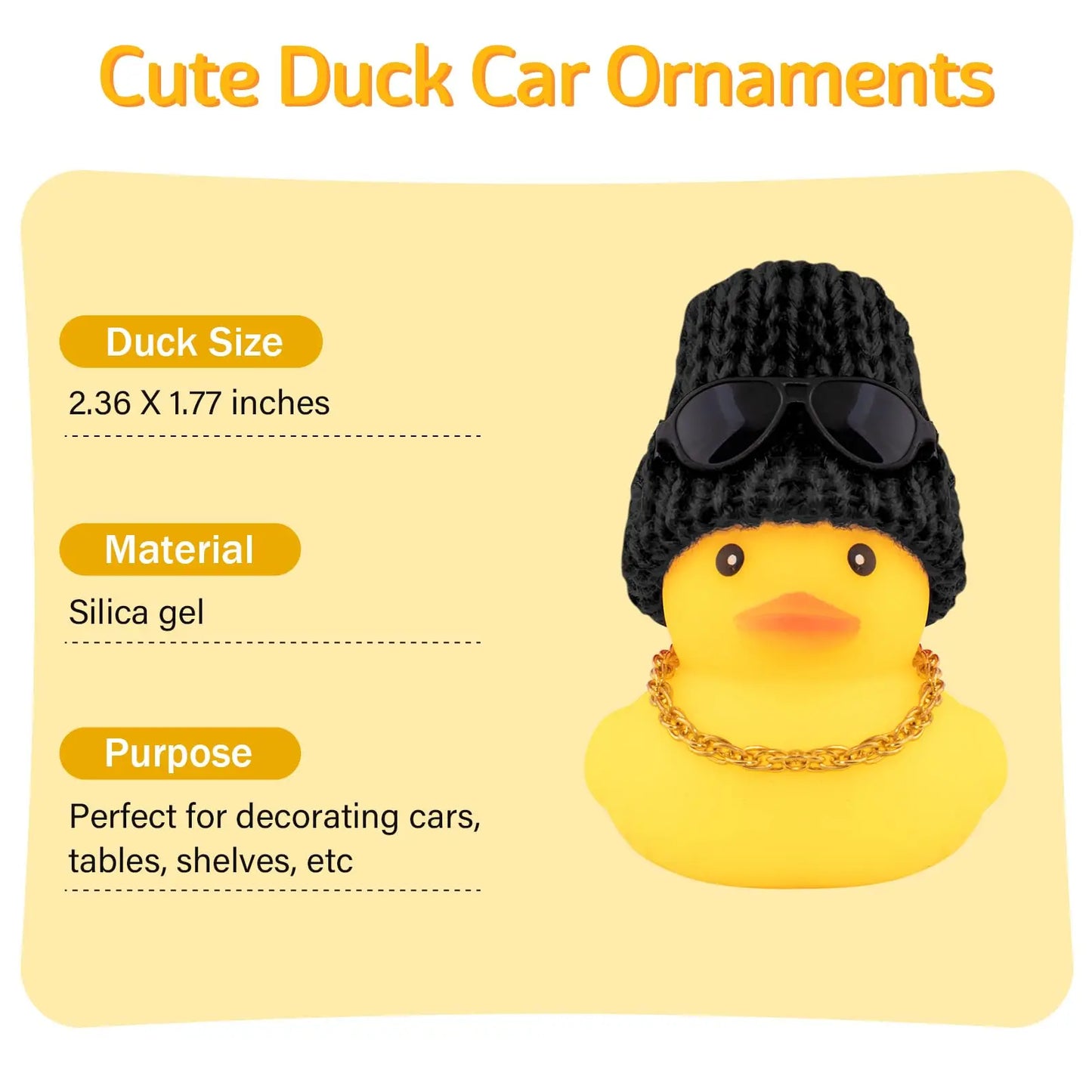 Rubber Duck Car Ornaments Yellow Duck Car Dashboard Decorations with Propeller Helmet for Christmas Decor and Home Decorations