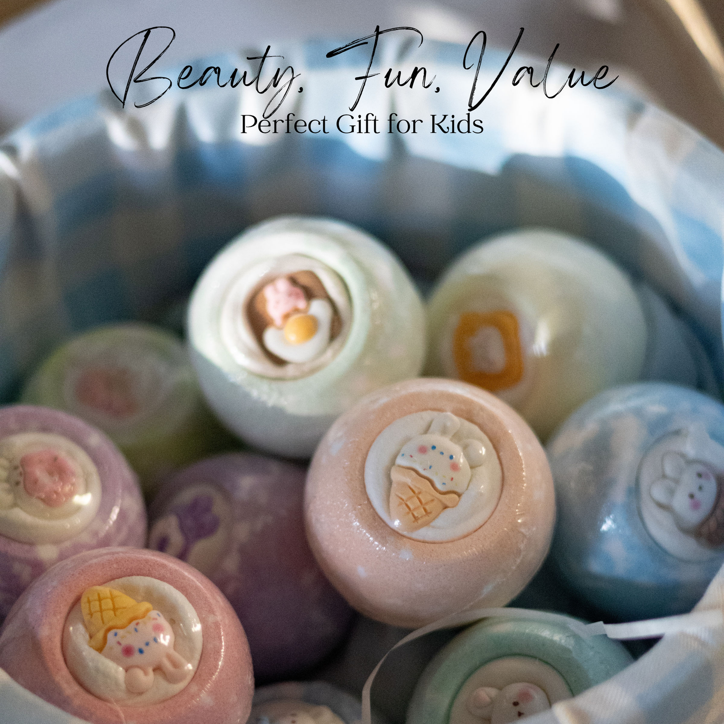 EvolutionUSA 12pc Bloom Bath Bombs with Toys Inside, Adorable Girl Bath Bomb Set, Bubbly Kids Bathbombs, Fizzy Bath Ball, Kids Bath Bombs for Girls, Childrens Bath Bomb Set Birthday, Christmas