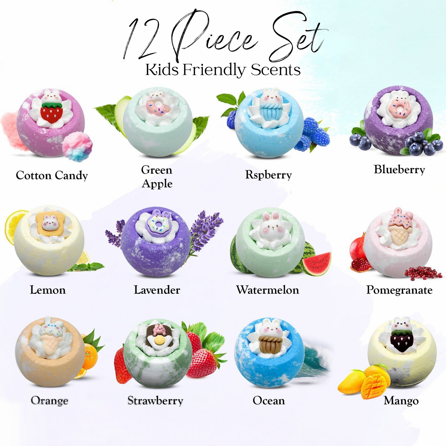 EvolutionUSA 12pc Bloom Bath Bombs with Toys Inside, Adorable Girl Bath Bomb Set, Bubbly Kids Bathbombs, Fizzy Bath Ball, Kids Bath Bombs for Girls, Childrens Bath Bomb Set Birthday, Christmas