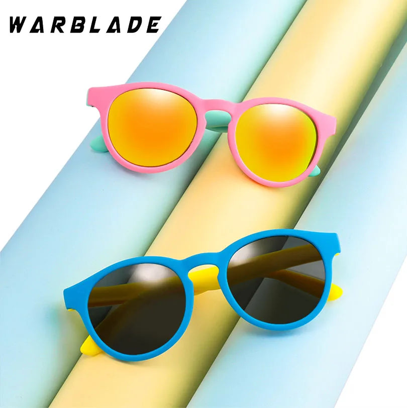 WarBLade Colorful Flexible Kids Sunglasses Polarized Boys Girls Round Sun Glasses Child Baby Eyewear Silicone Eyeglasses UV400