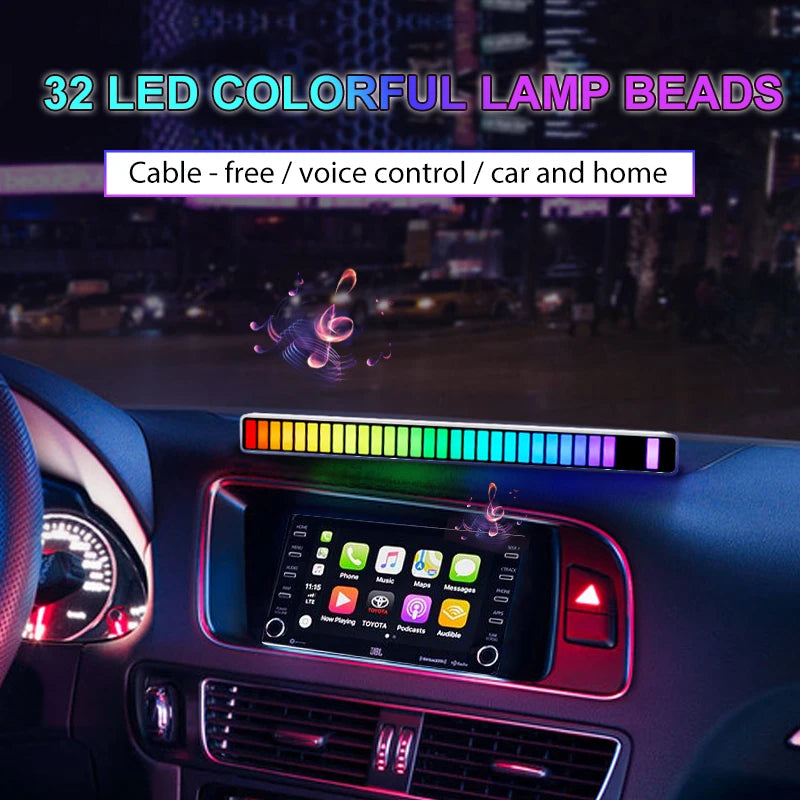 Sound Control Pickup Rhythm Ambient Light Strip Colorful LED Rechargeable Battery Car Computer Audio Music DJ Atmosphere Lamp