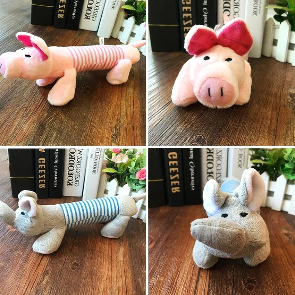 Popular Pet Dog Cat Funny Fleece Durability Plush Dog Toys Squeak Chew Sound Toy Fit for All Pets Elephant Duck Pig Plush Toys