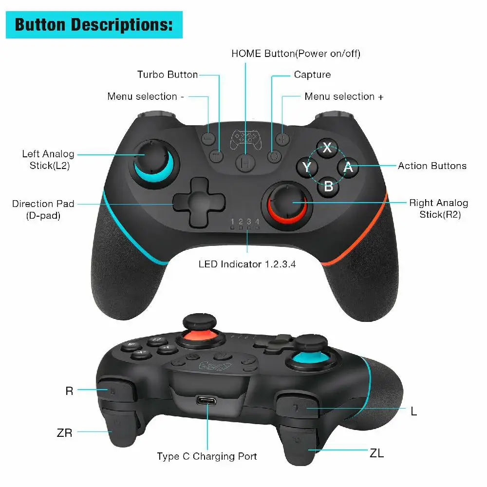 Switch Pro Controller Wireless Bluetooth Gamepad Joystick For Nintend Switch Console Pro Host With 6-axis vibration game Handle