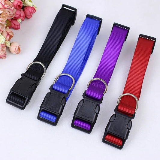 Nylon Webbing Dog Collar Heavy Duty Clip Buckle Solid Pet Collar for Small Medium Dogs Chihuahua Dog Teddy Keji Pitbull Bulldog