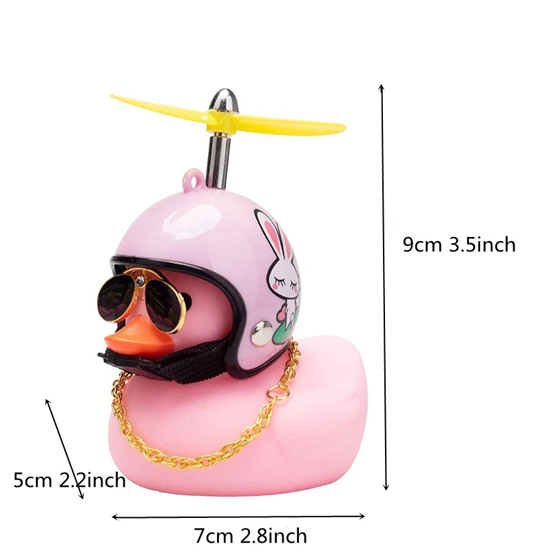 Hot Car Cute Little Pink Duck With Helmet Propeller Wind-breaking Wave-breaking Pink Bike Motorc Riding Auto Internal Decoration