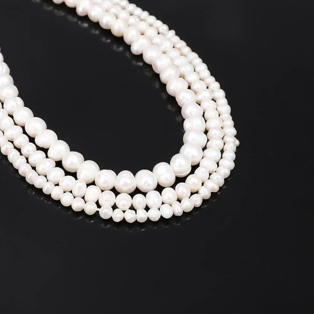 45-80pcs/lot Natural Freshwater Pearl Beads High Quality 35cm Punch Loose Beads for DIY Women Elegant Necklace Jewelry Making