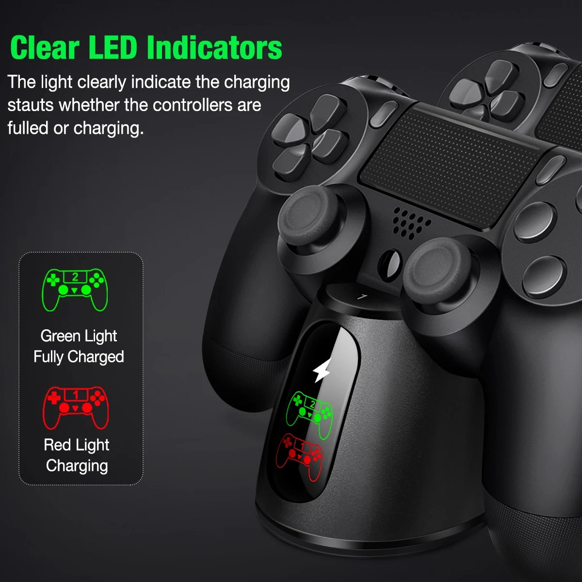 Fast Charger For PS4 Controller Dual USB Charging Dock Station with LED Indicator For Playstation 4/PS4 Slim/PS4 Pro Gamepad