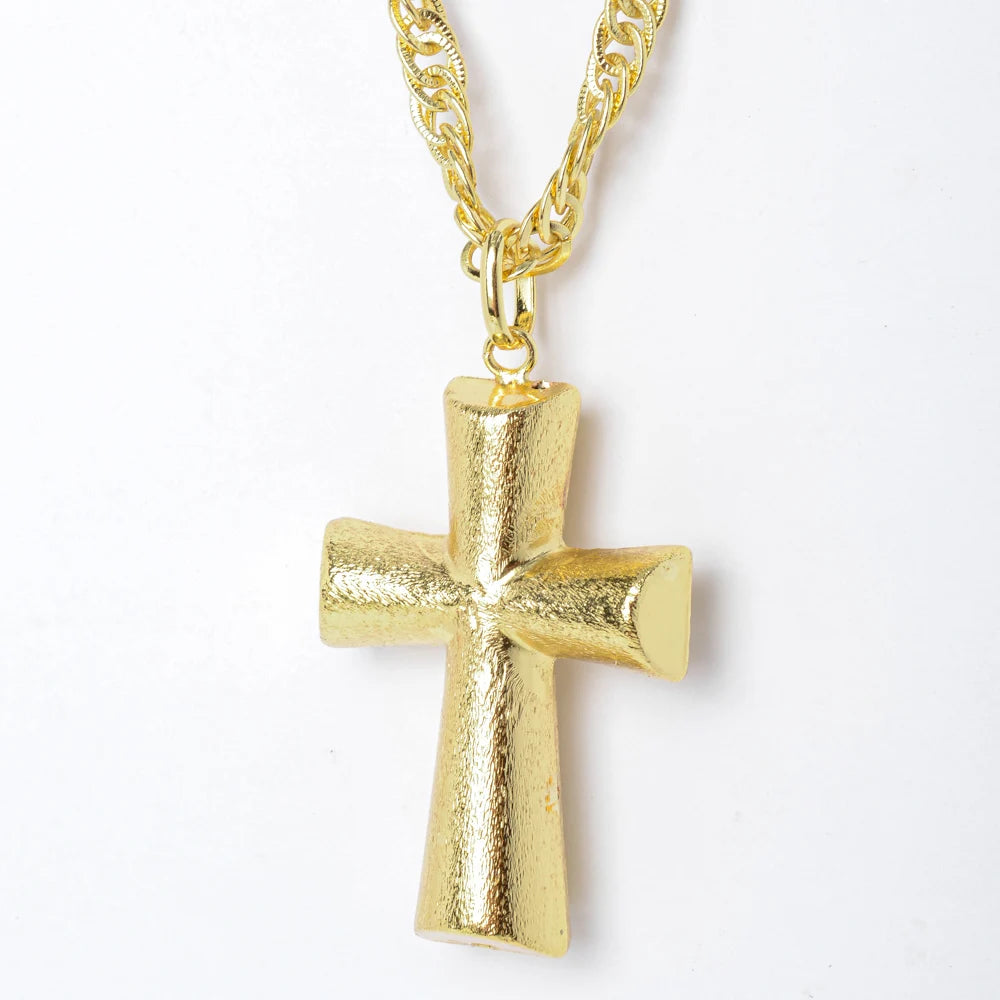 Sunny Jewelry Cross Pendant With Necklace 60cm Pious Christian Copper Hollow High Quality For Women Man Daily Wear Gift