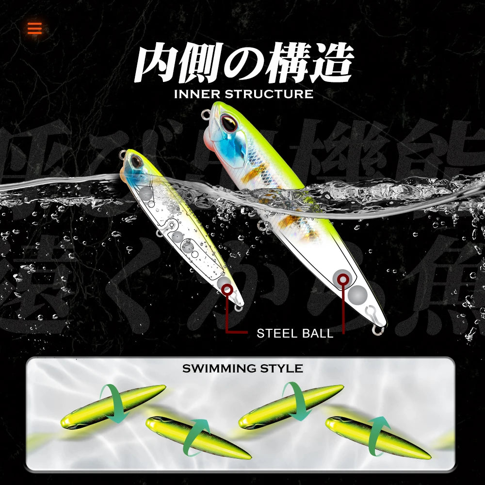 Hunthouse REALIS Pencil 65 Floating Stickbait Fishing Lure 65/100mm 5.5/14.5g WTD Action With Sound Pesca Artificial 2020 Tackle