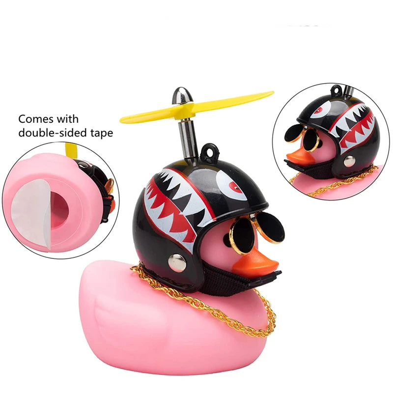 Hot Car Cute Little Pink Duck With Helmet Propeller Wind-breaking Wave-breaking Pink Bike Motorc Riding Auto Internal Decoration