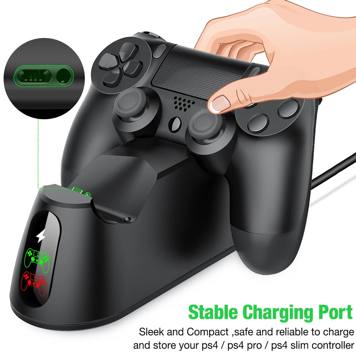 Fast Charger For PS4 Controller Dual USB Charging Dock Station with LED Indicator For Playstation 4/PS4 Slim/PS4 Pro Gamepad