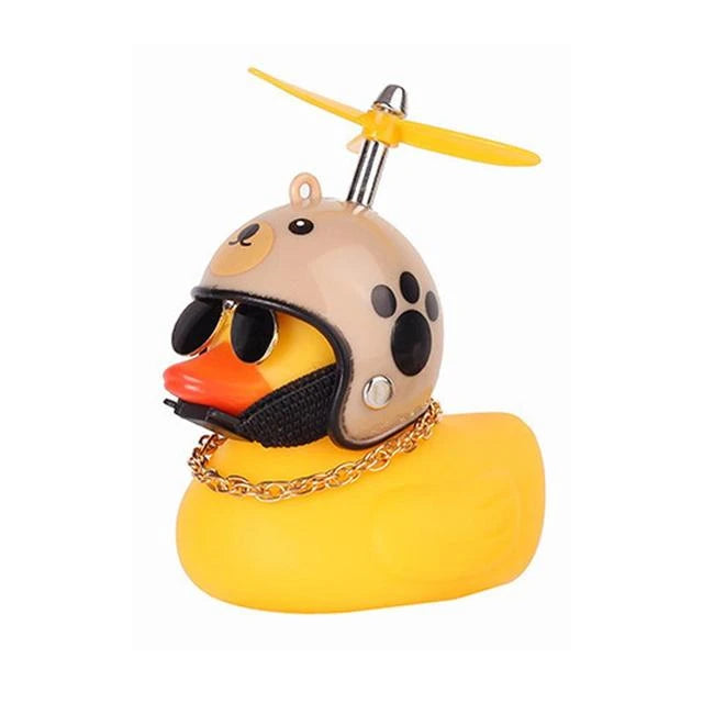Cute Rubber Duck Toys Kids Toys Helmet Yellow Duck with Glue Propeller Baby Shark Toy Bath Toys Car Ornaments Car Decoration