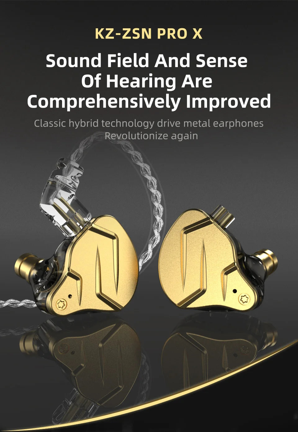 KZ ZSN Pro X Metal Wired Headset Hybrid Technology 1BA+1DD Ear Hook Monitor Headphones With Microphone Sport Earbuds Earphone