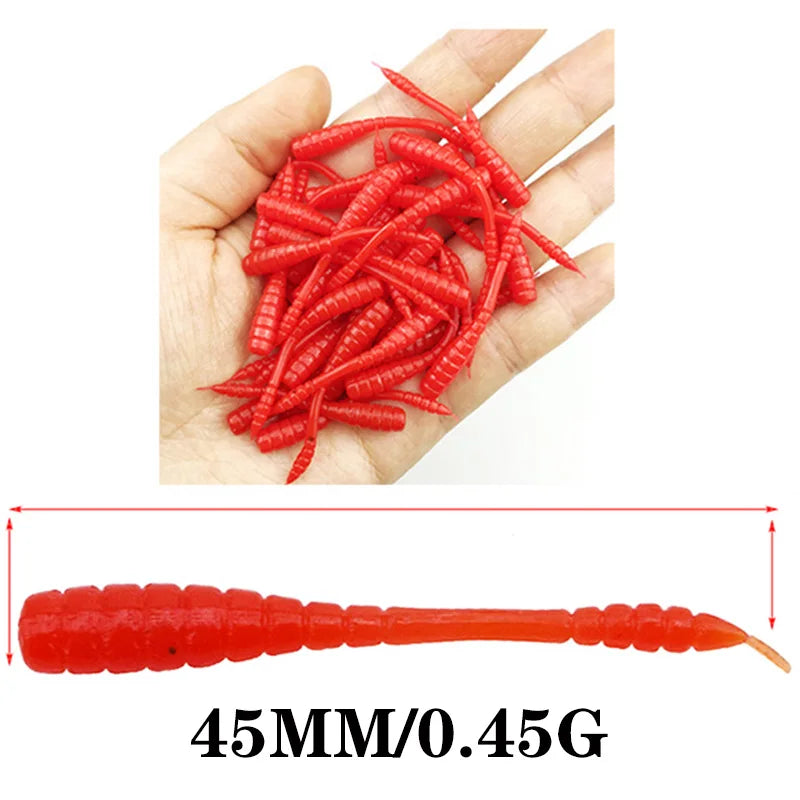 50pcs 45mm 4.5g fish smell Soft Worm Shrimp Fish Ocean Rock lure bass Jerkbait shrimp smell Wobblers Carp Pesca Peche soft lure